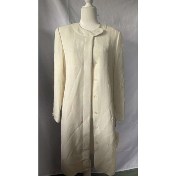 Scaasi Dresses & Skirts - VTG Scaasi Dress Ivory Cream Coat Dress NWT Size 4 Gold Buttons Old Money 90s
